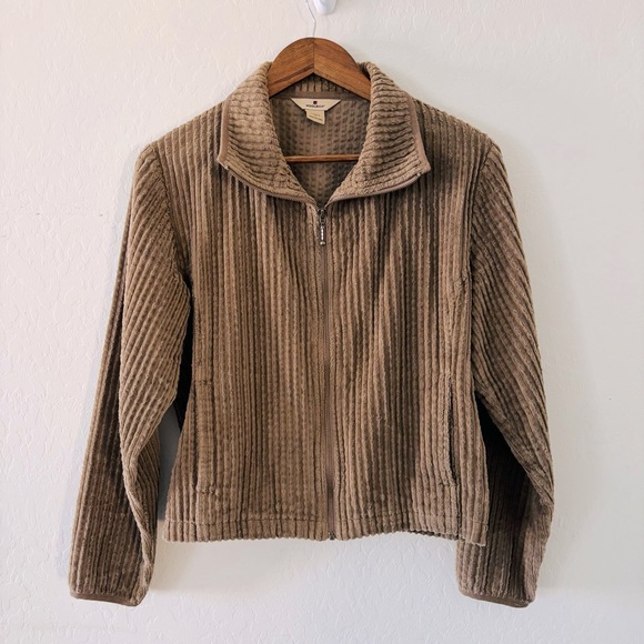 Woolrich Tops - Woolrich Tan Ribbed Women’s Fullzip Medium Jacket Cotton‎ 2090RS